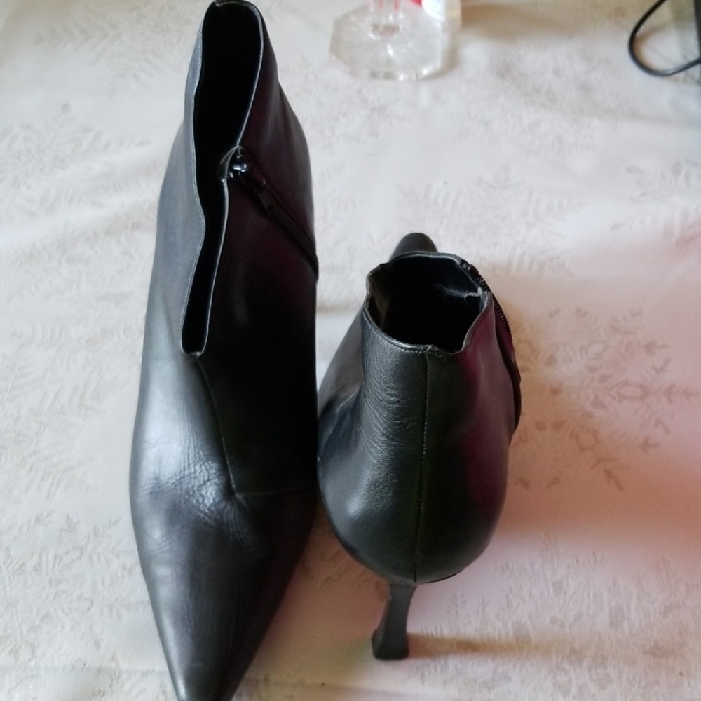 Black leather ankle boots